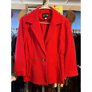 Vintage Bob Moche Red Textured Blazer – Bold & Chic, Size L